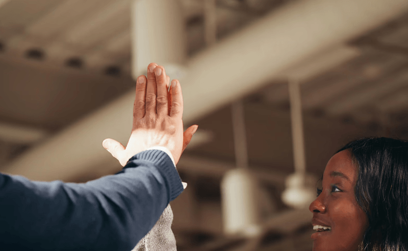 Team celebration and collaboration